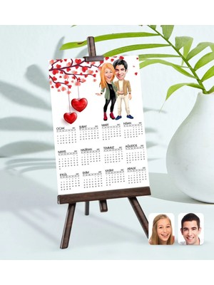 Bk Gift Kişiye Özel 15X21 cm Fotoğraf Kartlı Sevgililer Karikatürlü Şövaleli 2023 Takvim -60
