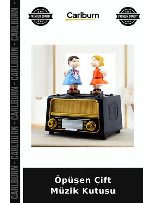 Carlburn Öpüşen Çift Müzik Kutusu Nostaljik Radyo Dekoratif Eşya Masa Süsü