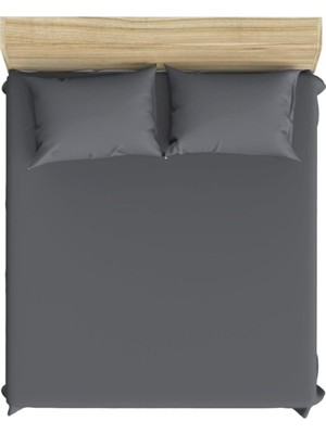 Tr Battal Boy Lastikli Kumaş Çarşaf Seti 180X200 cm Gri Ranforce 2 Yastık Kılıfı, Battal_takı