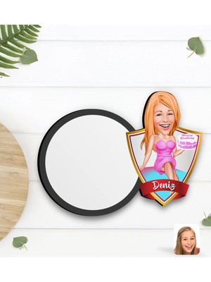 BK Gift Kişiye Özel Kadın Doğum Günü Karikatürlü Ahşap Bardak Altlığı-2