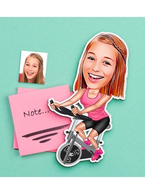 BK Gift Kişiye Özel Bayan Sporcu Karikatürlü Ahşap Magnet