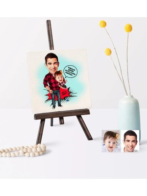 BK Gift Babalar Gününe Özel Baba Kız Karikatür Şovaleli Doğal Taş - 3