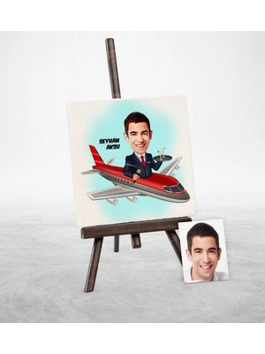 BK Gift Kişiye Özel Kabin Memuru Host Karikatür Şovaleli Doğal Taş - 1
