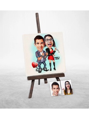 BK Gift Kişiye Özel Sevgililer Karikatür Şovaleli Doğal Taş - 1