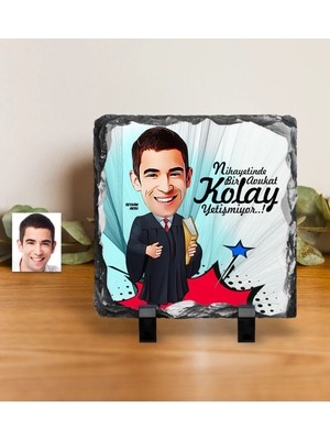 BK Gift Kişiye Özel Bay Avukat Karikatürlü Dekoratif Doğal Taş - 1