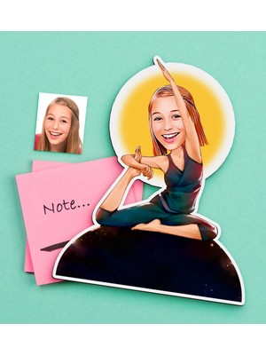 BK Gift Kişiye Özel Bayan Yoga Karikatürlü Ahşap Magnet-2