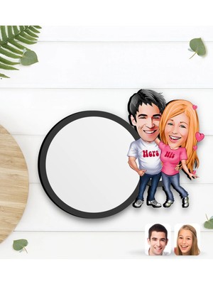 BK Gift Kişiye Özel Sevgililer Karikatürlü Ahşap Bardak Altlığı-5