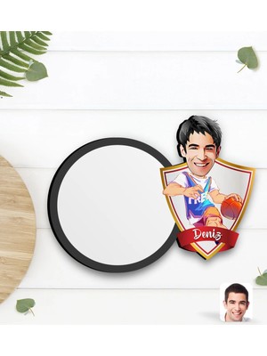 BK Gift Kişiye Özel Erkek Basketbolcu Karikatürlü Ahşap Bardak Altlığı-2