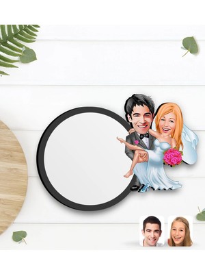 BK Gift Kişiye Özel Evleniyoruz Karikatürlü Ahşap Bardak Altlığı-9
