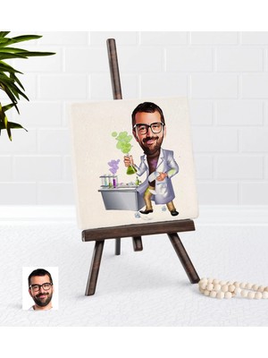 BK Gift Kişiye Özel Erkek Kimya Öğretmeni Karikatürlü Şovaleli Doğal Taş-2