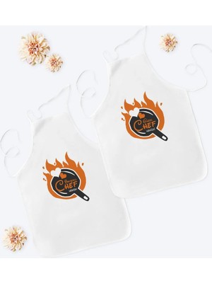 BK Gift Kişiye Özel Ikili Yakışıklı ve Güzel Chef Beyaz Mutfak Önlüğü Seti-6