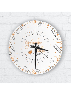 BK Gift Kişiye Özel Cam Duvar Saati (Öğretmenler Günü Temalı - 10)