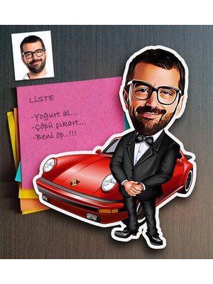 BK Gift Kişiye Özel Bay Patron Karikatürlü Ahşap Magnet-1