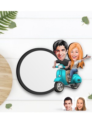 BK Gift Kişiye Özel Sevgililer Karikatürlü Ahşap Bardak Altlığı-99