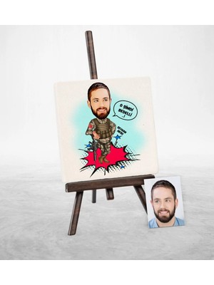BK Gift Kişiye Özel Bedelli Asker Karikatür Şovaleli Doğal Taş - 1
