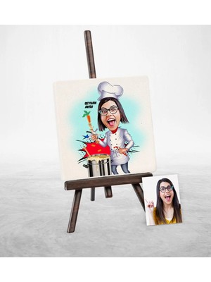 BK Gift Kişiye Özel Chef Karikatür Şovaleli Doğal Taş - 2