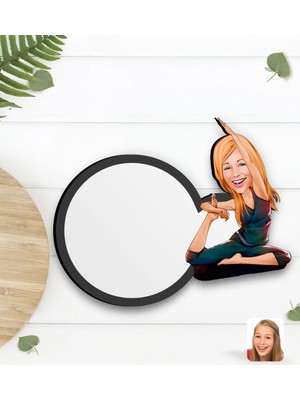 BK Gift Kişiye Özel Kadın Yoga Karikatürlü Ahşap Bardak Altlığı-2