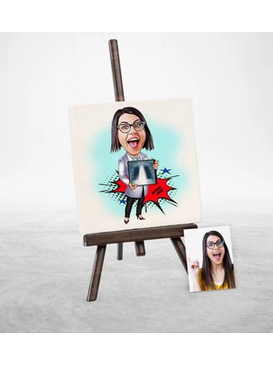 BK Gift Kişiye Özel Bayan Radyolojist Karikatür Şovaleli Doğal Taş - 1