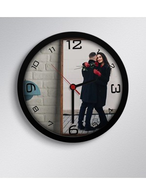 BK Gift Sevgiliye Özel Fotoğraflı Ahşap Duvar Saati - 4