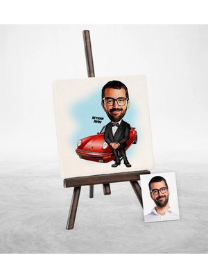 BK Gift Kişiye Özel Patron Karikatür Şovaleli Doğal Taş - 1