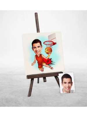 BK Gift Kişiye Özel Bay Basketbolcu Karikatür Şovaleli Doğal Taş - 1