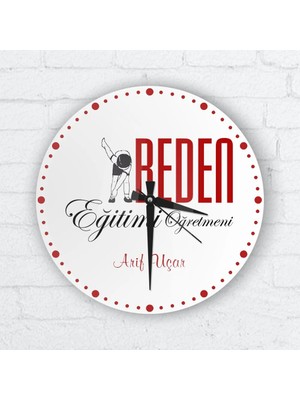 BK Gift Kişiye Özel Beden Eğitimi Öğretmeni Cam Duvar Saati