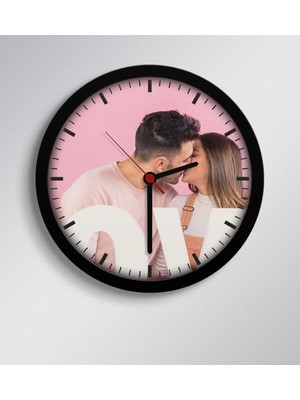 BK Gift Sevgiliye Özel Fotoğraflı Ahşap Duvar Saati - 1