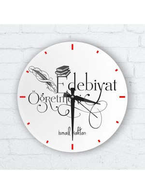 BK Gift Kişiye Özel Edebiyat Öğretmeni Cam Duvar Saati