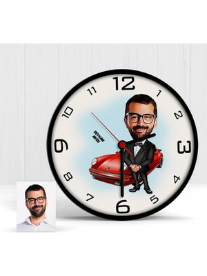 BK Gift Kişiye Özel Patron Karikatür Ahşap Duvar Saati - 1