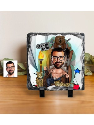 BK Gift Kişiye Özel Bay Viking Karikatürlü Dekoratif Doğal Taş