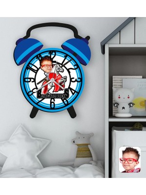 Bk Gift Kişiye Özel Prens Karikatürlü Retro Çalar Saat Tasarımlı Kabartma Figürlü Ahşap Çocuk Duvar Saati-1, Ev Dekoru, Çocuk Odası Aksesuar