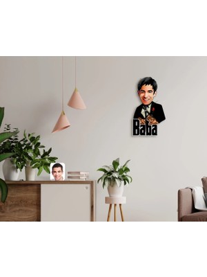 BK Gift Kişiye Özel Godfather Baba Karikatürlü Ahşap Duvar Saati-4