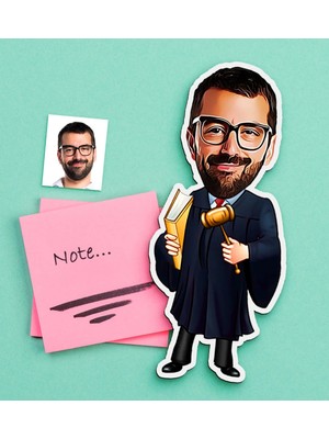 BK Gift Kişiye Özel Bay Hakim Karikatürlü Ahşap Magnet