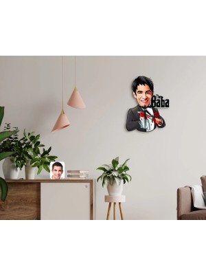 BK Gift Kişiye Özel Godfather Baba Karikatürlü Ahşap Duvar Saati-5