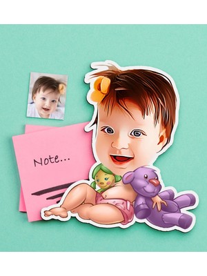 BK Gift Kişiye Özel Bebek Karikatürlü Ahşap Magnet-3