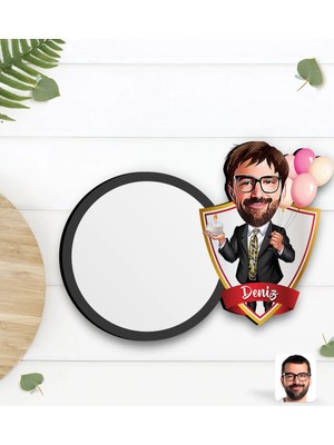 BK Gift Kişiye Özel Erkek Doğum Günü Karikatürlü Ahşap Bardak Altlığı-3