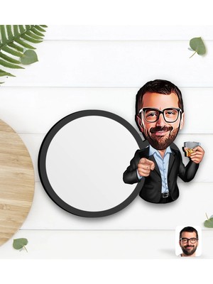 BK Gift Kişiye Özel Erkek Karikatürlü Ahşap Bardak Altlığı-50