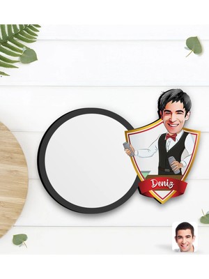 BK Gift Kişiye Özel Barmen Karikatürlü Ahşap Bardak Altlığı-1