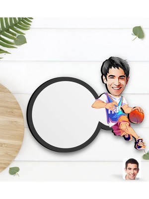 BK Gift Kişiye Özel Erkek Basketbolcu Karikatürlü Ahşap Bardak Altlığı-2