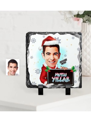 BK Gift Kişiye Özel Yılbaşı Temalı Bay Karikatürlü Dekoratif Doğal Taş - 2