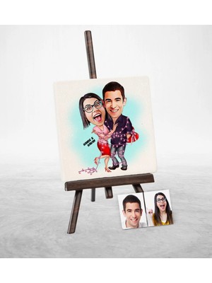 BK Gift Kişiye Özel Sevgililer Karikatür Şovaleli Doğal Taş - 2
