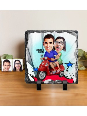 BK Gift Kişiye Özel Sevgililer Karikatürlü Dekoratif Doğal Taş - 10