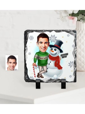 BK Gift Kişiye Özel Yılbaşı Temalı Bay Karikatürlü Dekoratif Doğal Taş - 5