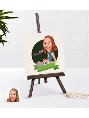 BK Gift Kişiye Özel Bayan En Iyi Öğretmen Karikatürlü Şovaleli Doğal Taş-1
