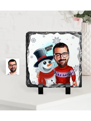 BK Gift Kişiye Özel Yılbaşı Temalı Bay Karikatürlü Dekoratif Doğal Taş - 6