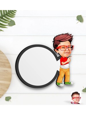 BK Gift Kişiye Özel Erkek Çocuk Karikatürlü Ahşap Bardak Altlığı-1