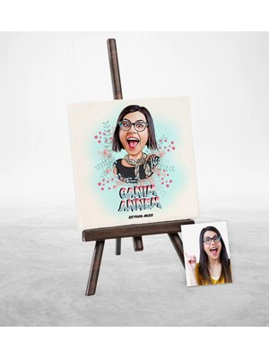BK Gift Kişiye Özel Canım Annem Karikatür Şovaleli Doğal Taş