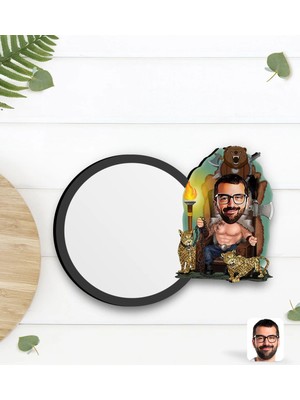 BK Gift Kişiye Özel Viking Karikatürlü Ahşap Bardak Altlığı-1