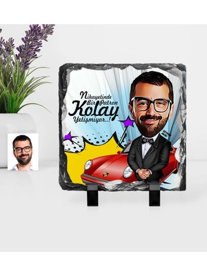 BK Gift Kişiye Özel Bay Patron Karikatürlü Dekoratif Doğal Taş - 1