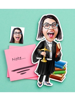 BK Gift Kişiye Özel Bayan Avukat Karikatürlü Ahşap Magnet-2